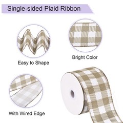 Plaid Check Ribbon, 2.5 Inch x 10 Yards Gingham Ribbon, Brown