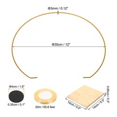 2Set 12″ Metal Round Floral Hoop Table Wreath Centerpiece Party Decoration Gold