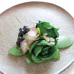 MAFELOE Corsage Boutonniere Set of 2 Pieces, Artificial Flowers Dark Green