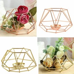 2 Geometric Metal Hexagon Flower Vases Tealight Candle Holders Centerpieces Sale