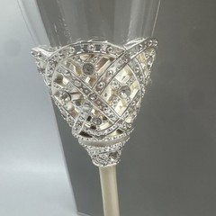 NEW Things Remembered Set Of Champagne Toast Flutes Rhinestones Silver Classic