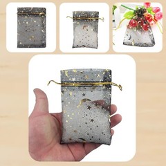 100 Pack 3.5 x 4.7 Inch Moon Star Organza Jewelry Gift Pouch Candies Bag