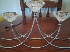 Unique & Minimalistic Candelabra 5 Tealights Curved Metal Faceted Glass Holders