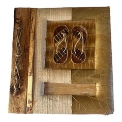Natural Materials 4×6 Photo Album Handcrafted Sandals Wood Leaves