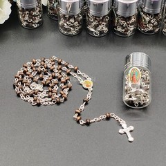 US 12 Lady Guadalupe Rosary Silver Cap Glass Jar Baby Shower Baptism Party Favor