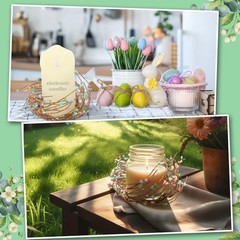 Daifunli 2 Pcs Summer Country Primitive Pip Berry Candle Ring Vintage Pip