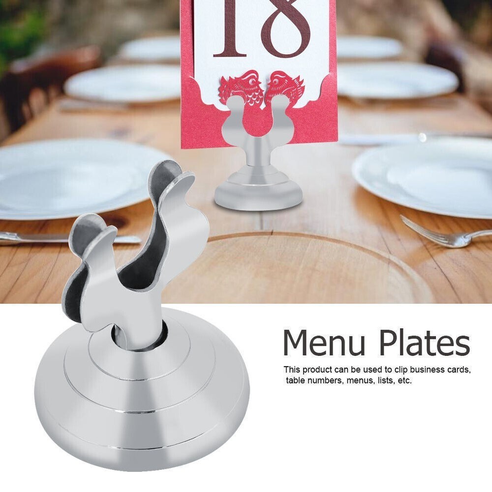 U Threaded Stainless Steel Table Signage Clips Menu Plates Business Card Holders
