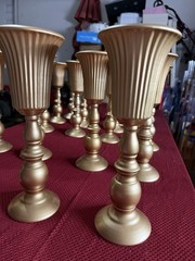 Lot of 20 Gold Trumpet Flower Vases Centerpieces Wedding Event Decor 13” Tall