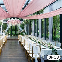 6PCS 5x15FT Ceiling Drapes Ceiling Draping Backdrop Curtains for Party Wedding