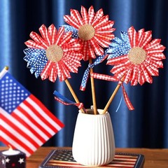 3 Pcs 4th of July Patriotic Flowers Artificial Independence Day Red White Blue