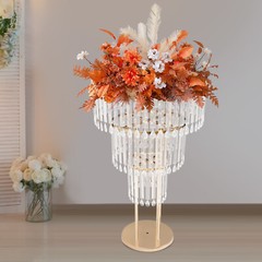 3 Tiers Crystal Flower Stand Gold Wedding Flower Stand Flower Arrangement Decor