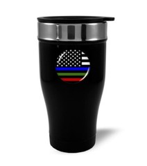 Police, Military & Fire Stainless Steel BLACK Coffee Travel Mug Thermos 12oz