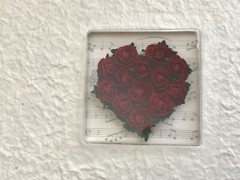 Wedding Guestbook , Red Rose Flowers of Love Shaped Heart, on Musical Drop