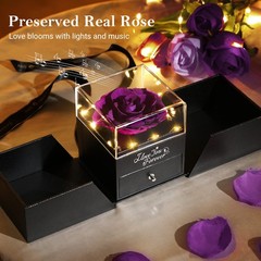 Emibele Preserved Purple Real 11 x 10 x 11 cm, Rose + Copper Necklace