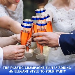 Jingmore Pcs Plastic Champagne Flutes 4.5 oz Clear Disposable Wine 36 Blue