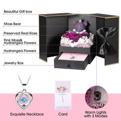 ADDWel Preserved Real Purple Rose with Sterling Silver Necklace Roses