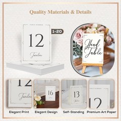 -Table Numbers 1-30 Double Sided Wedding Table Numbers with Embossed Designs …