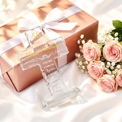 Engraved Glass Cross for 50th Wedding Anniversary