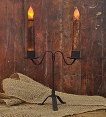Double Taper Candle Holder Colonial in Black Medium, Distressed Finish