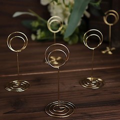 Gold 10 Sign Holders 3.5″ Circle Place Card Metal Table Number Stands Events