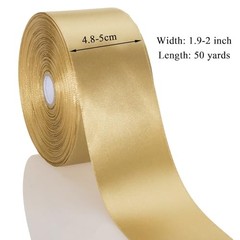 2 Inch Solid Satin Ribbon, 50 Yards Craft 2 x 1800 Inches Champaign Gold