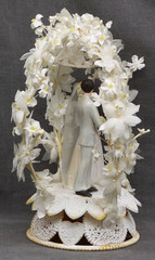 1950’s Wilton Wedding Cake Topper Floral Arch & Bell Blonde Bride 1801-1145