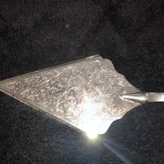 Ornate Silver Wedding Cake Server Elles Italy. Serrated edges. High shine.