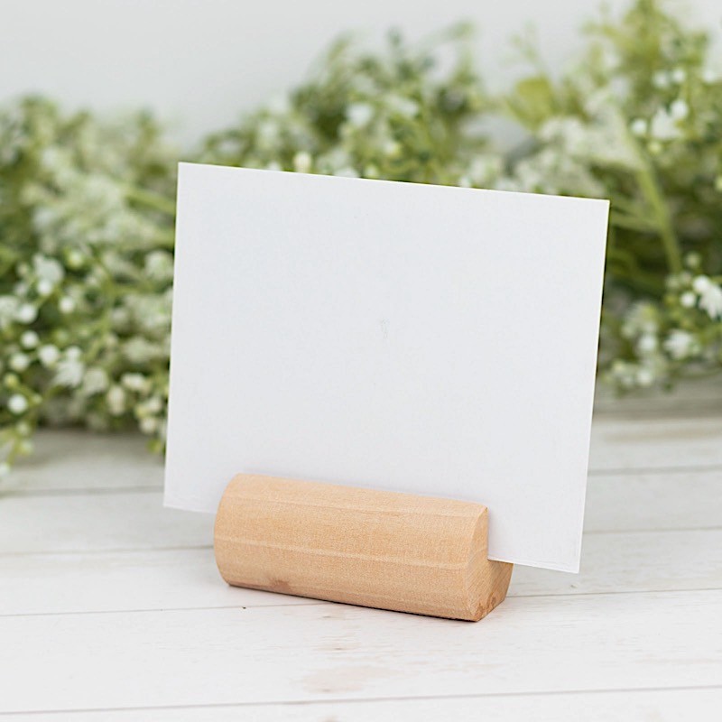 10 Natural 2″ Cylindrical Wood Table Number Sign Holders PLACE CARD STANDS Party