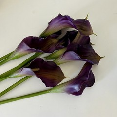 EUC REAL TOUCH PURPLE/GOLD CALLA LILY FLOWER – 8 STEMS 20” Tall