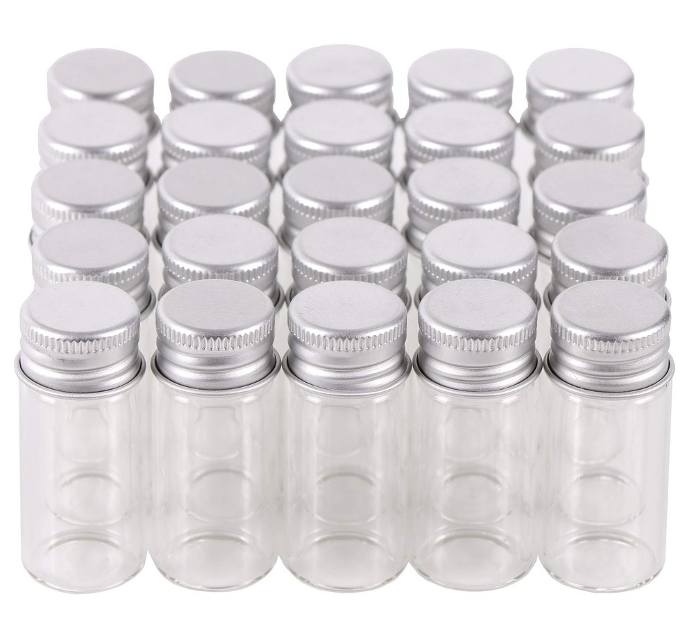 MaxMau 100 10ml Vials Small Mini Tiny Glass Bottles Clear Empty Jars