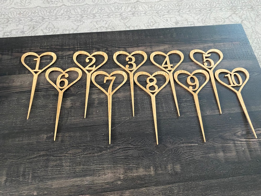 1-10 Numbers Wood Signs Wedding Heart Table Number Wooden Table Numbers Rustic