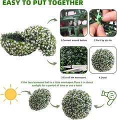 2-Pack Artificial Flower Ball Topiary, UV Resistant, Wedding Garden Decor, White