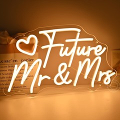 SYLHOME Future Mr & Mrs Led Neon Light Sign Wedding Wall Decor Sign Banner