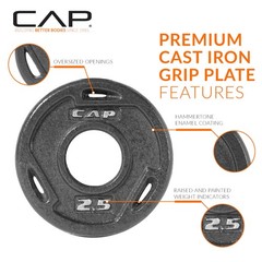 Cap Barbell 2-Inch Olympic Grip Weight Plate 2.5 Lb Set Of 6 Black Ophwis-002.5