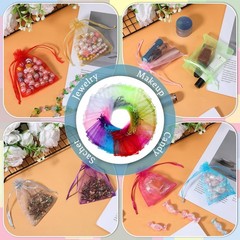 500 PCS Sheer Organza Drawstring Bags – 3×4″ Colorful Favor Pouches for Gifts, J