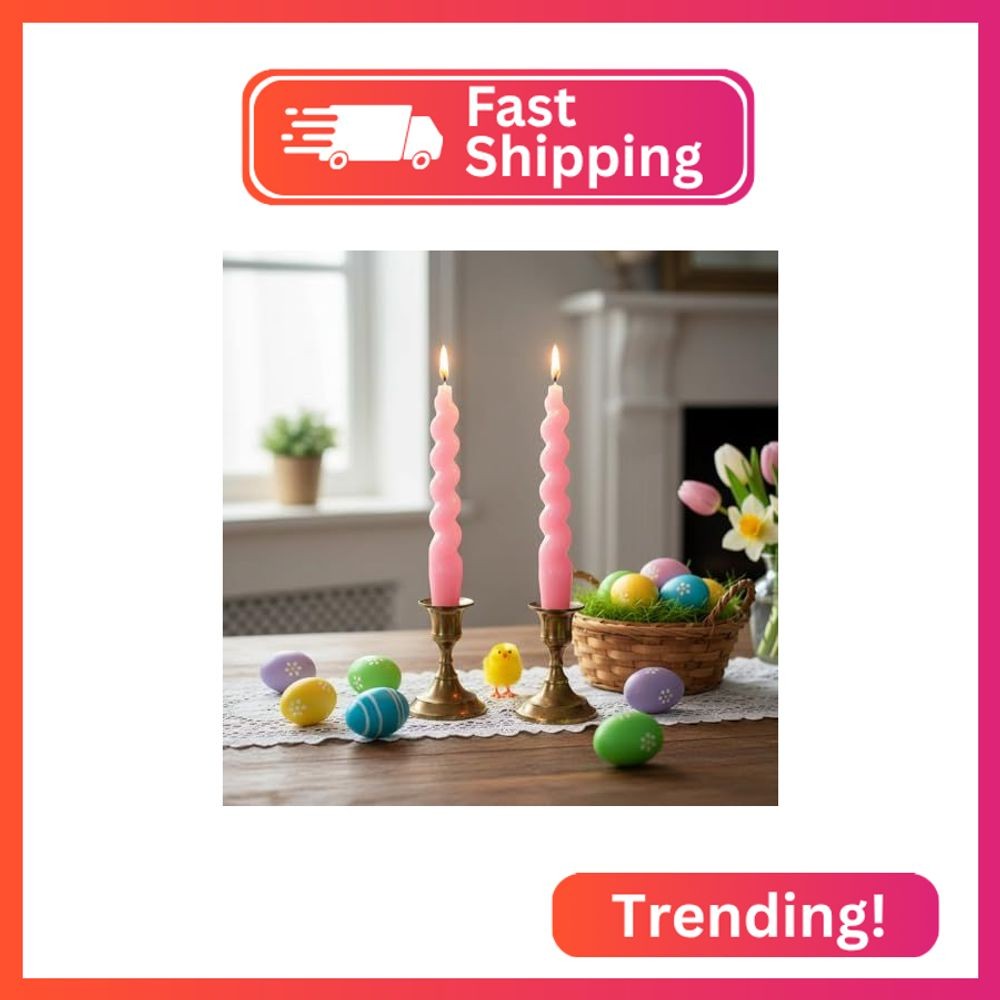 Pink Taper Candle Short Candlesticks -7 Inches Spiral Tapered Candles Small Twis