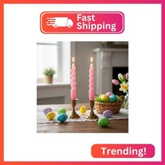 Pink Taper Candle Short Candlesticks -7 Inches Spiral Tapered Candles Small Twis
