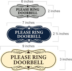 Designer Please Ring Doorbell Sign (Black/Gold) – Small 1 Pack