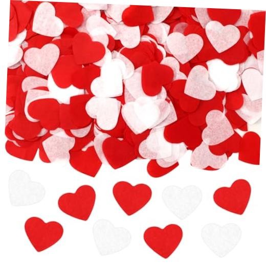 Red and White Heart Confetti, Valentine’s Day Paper Confetti Romantic Love