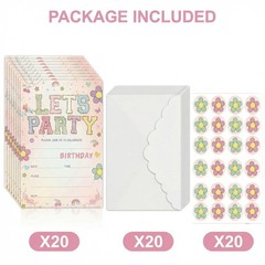 Let’s Party! Birthday Invitations – Cute Flower – 20Pcs Double-Sided Fill- In…