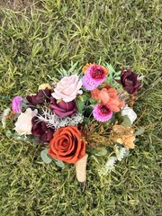 Artificial Wedding Flower Bouquet Bunch, Rose & Eucalyptus, Rustic Ranch Twine