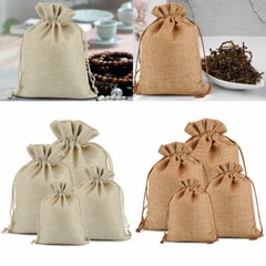 25-100 Pcs Wedding Burlap Bags Linen Jewelry Pouches Jute Hessian Gift Bag Favor