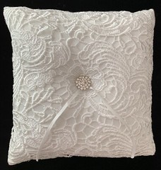 Wedding Bridal Ring Bearer Paisley Lace Bling Pillow.Size 7.5”X 7.5”