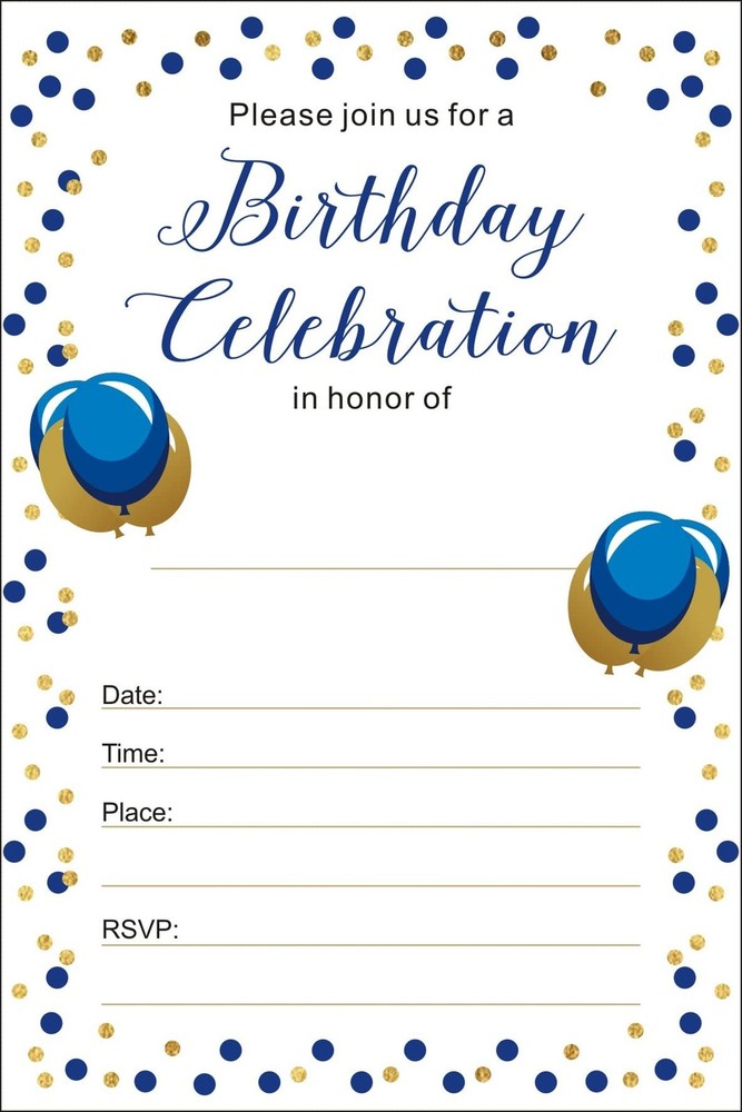 Shiningwise 25 Pack of Royal Blue Birthday Invitation Cards with Envelopes fo…