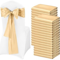 100PCS Satin Chair Sashes Bows Wedding Party Event Decorations Shiny Fabric New