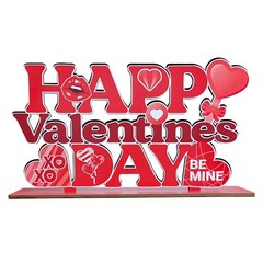 Valentines Day Table Decorations for Home Wood Decor 11.8×6.5 Inch, Red