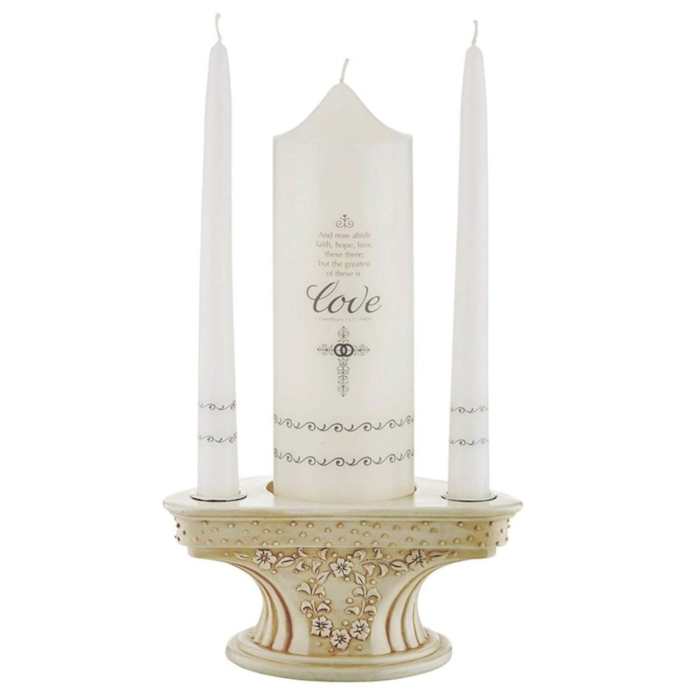 Unity Candle Holder Wedding Supplies, 3 1/2 Inch, No Candles Off White