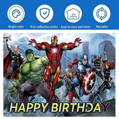 Avengers Birthday Banner, Party Decorations Background for Children – Happy B…