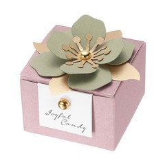 Wedding Favor Box with Light Green Floral Decor, (2.5 x 2.5 Inch, Pink)(25 Pcs)