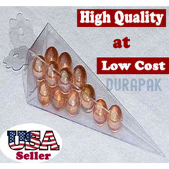 50~ Clear Plastic PVC Cone Shape Favor Boxes Wedding Party Gift Packing Display